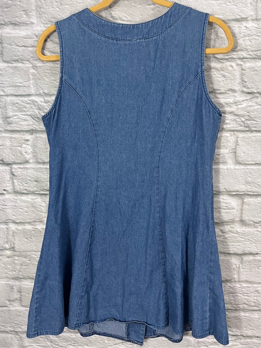 VTG Darlyn V-Neck Button Front Blue Denim Sleeveless Mini Summer Dress - Size 10 - Picture 5 of 8